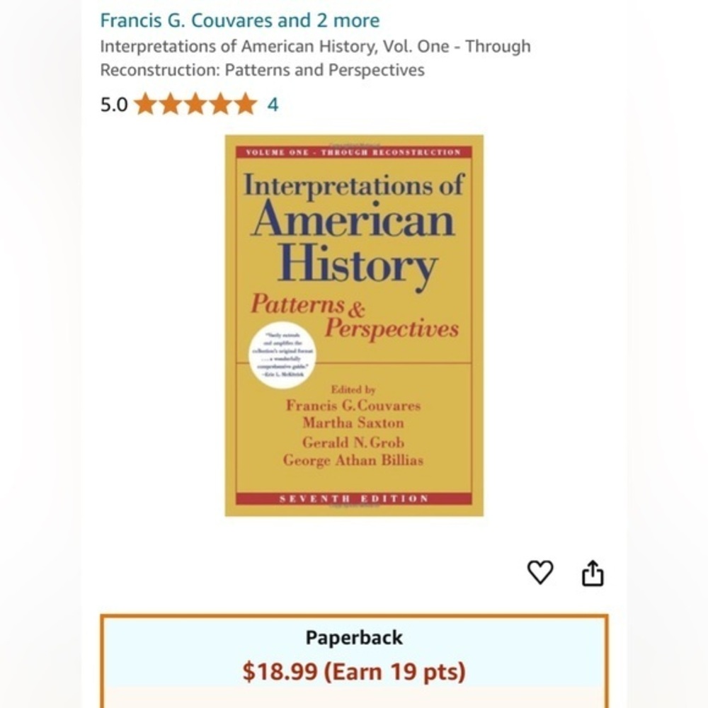 Interpretations of American History Patters & Perspectives Volume 1 EUC